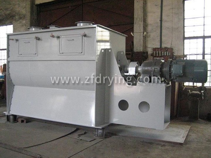 Horizontal screw belt mixer